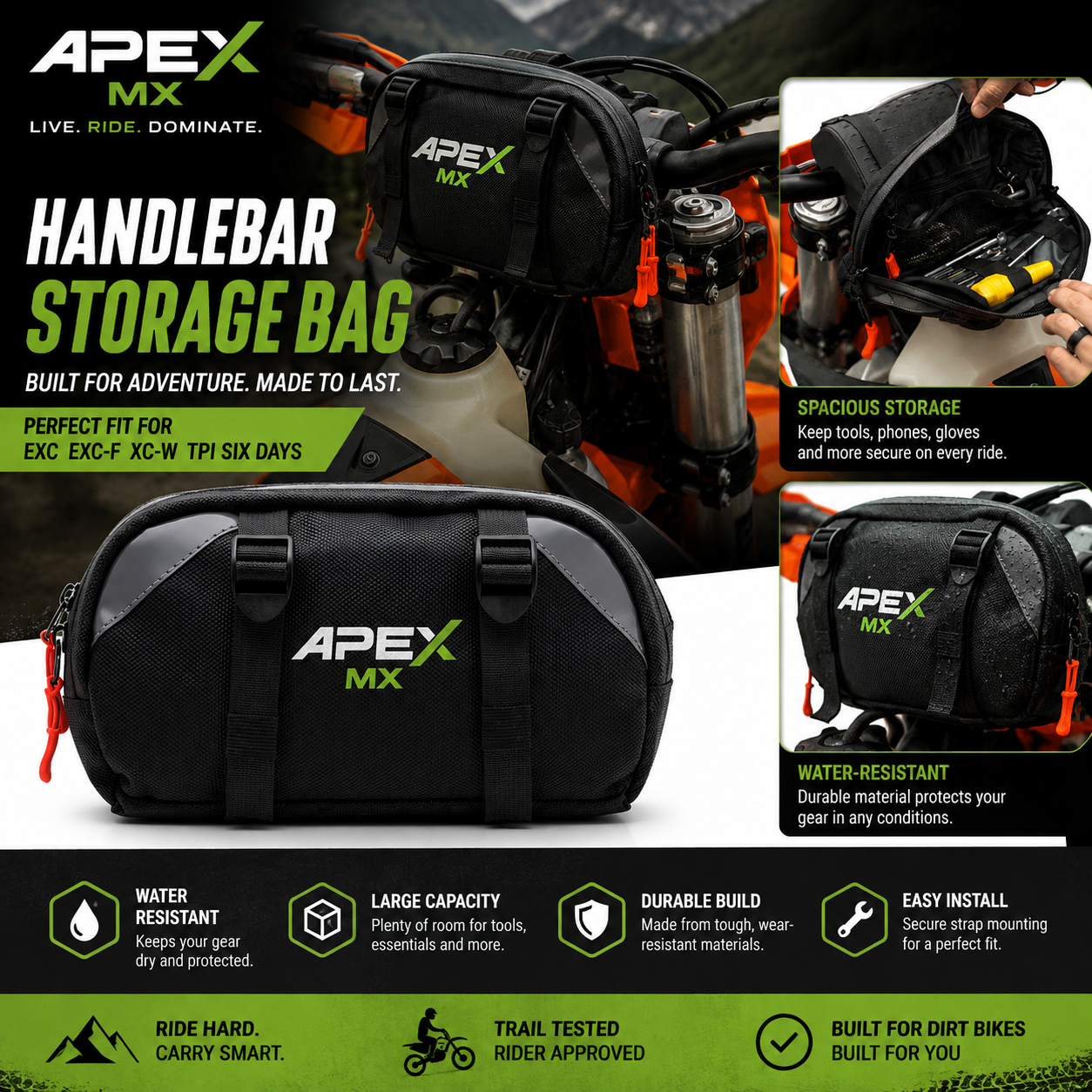 Apex MX Waterproof Handlebar Bag